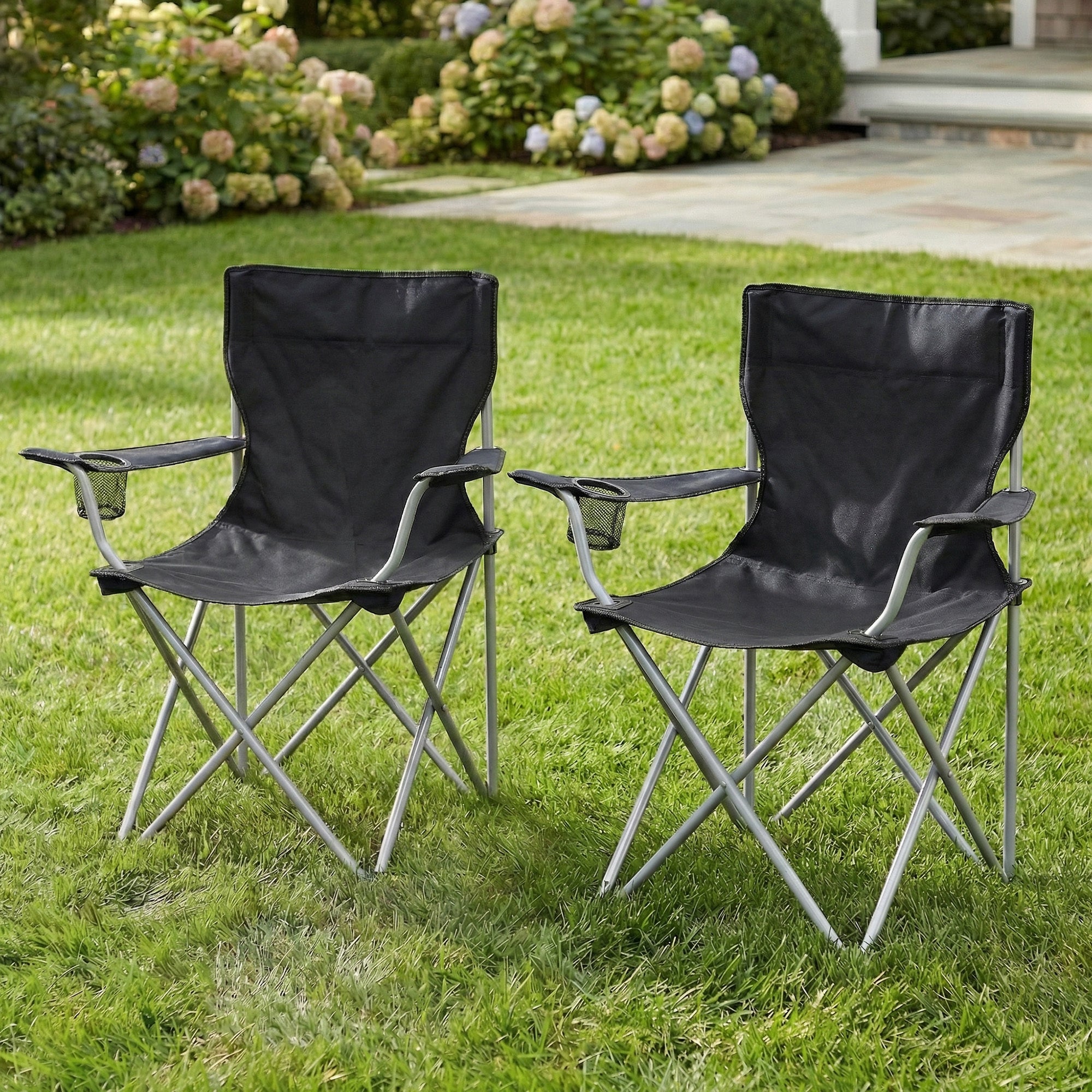 Folding Chair with Foldable, 120kg, Outdoor Chairs of Cup Holder Armrests - product gallery image 5