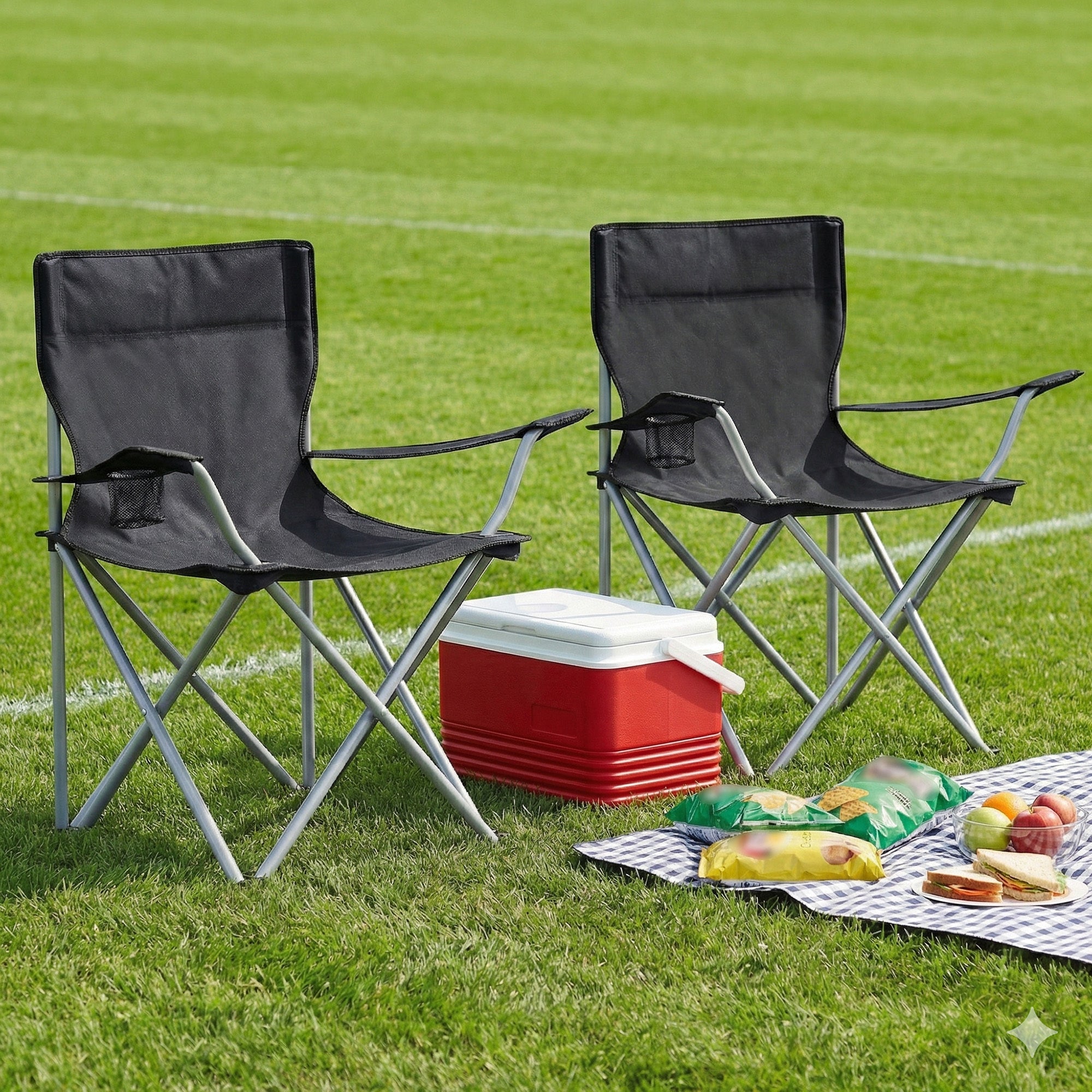 Folding Chair with Foldable, 120kg, Outdoor Chairs of Cup Holder Armrests - product gallery image 6