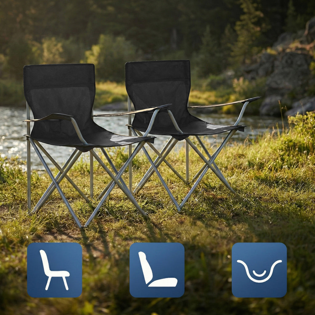 Folding Chair with Foldable, 120kg, Outdoor Chairs of Cup Holder Armrests - product gallery image 7