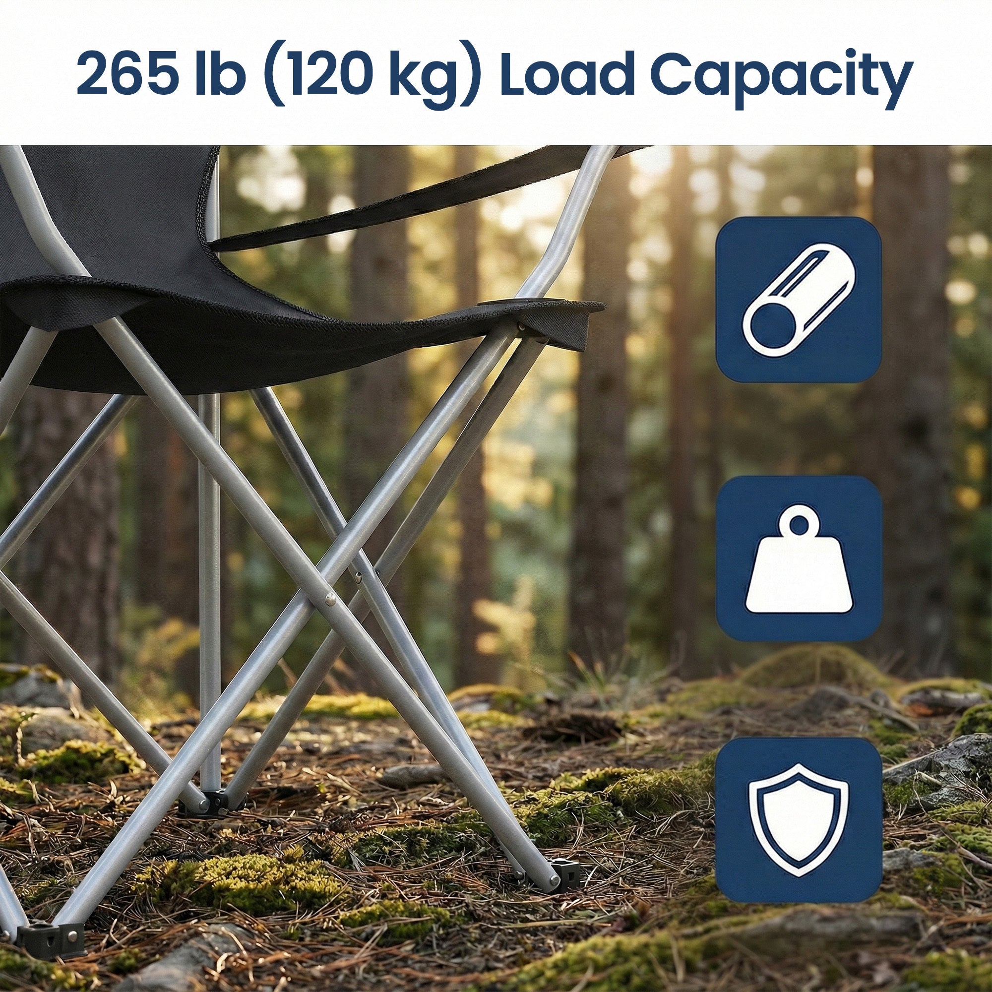 Folding Chair with Foldable, 120kg, Outdoor Chairs of Cup Holder Armrests - product gallery image 9