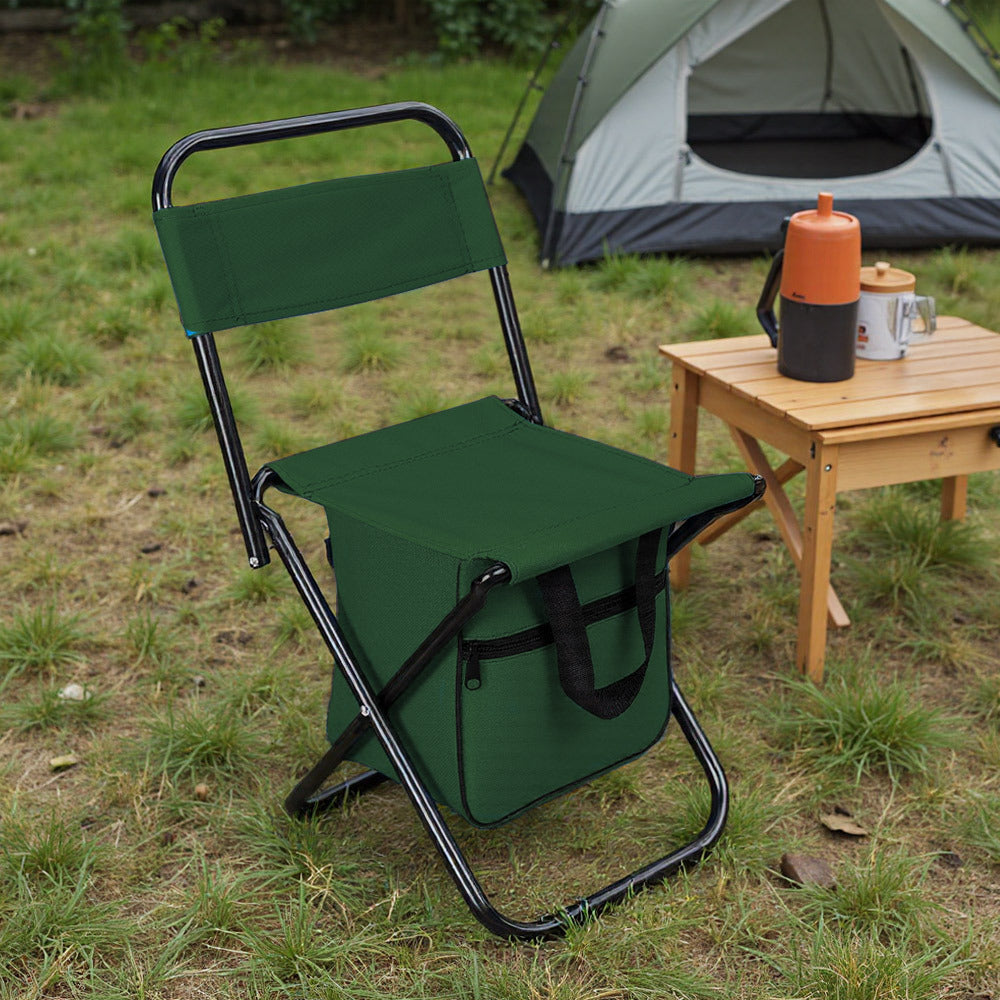 Folding Chair with Foldable, Metal, Foldable Fishing Storage Bag Lightweight - Green, Large option