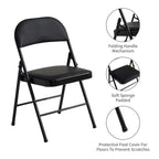 Folding Chair with Space-Saving, Foldable, Metal, of Chairs Faux Leather Padded Seat - product gallery image 2