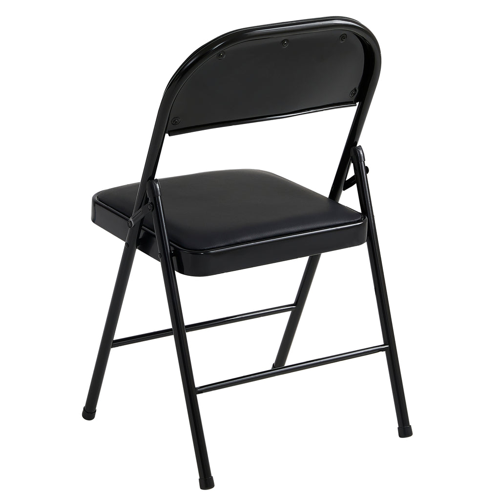 Folding Chair with Space-Saving, Foldable, Metal, of Chairs Faux Leather Padded Seat - product gallery image 4