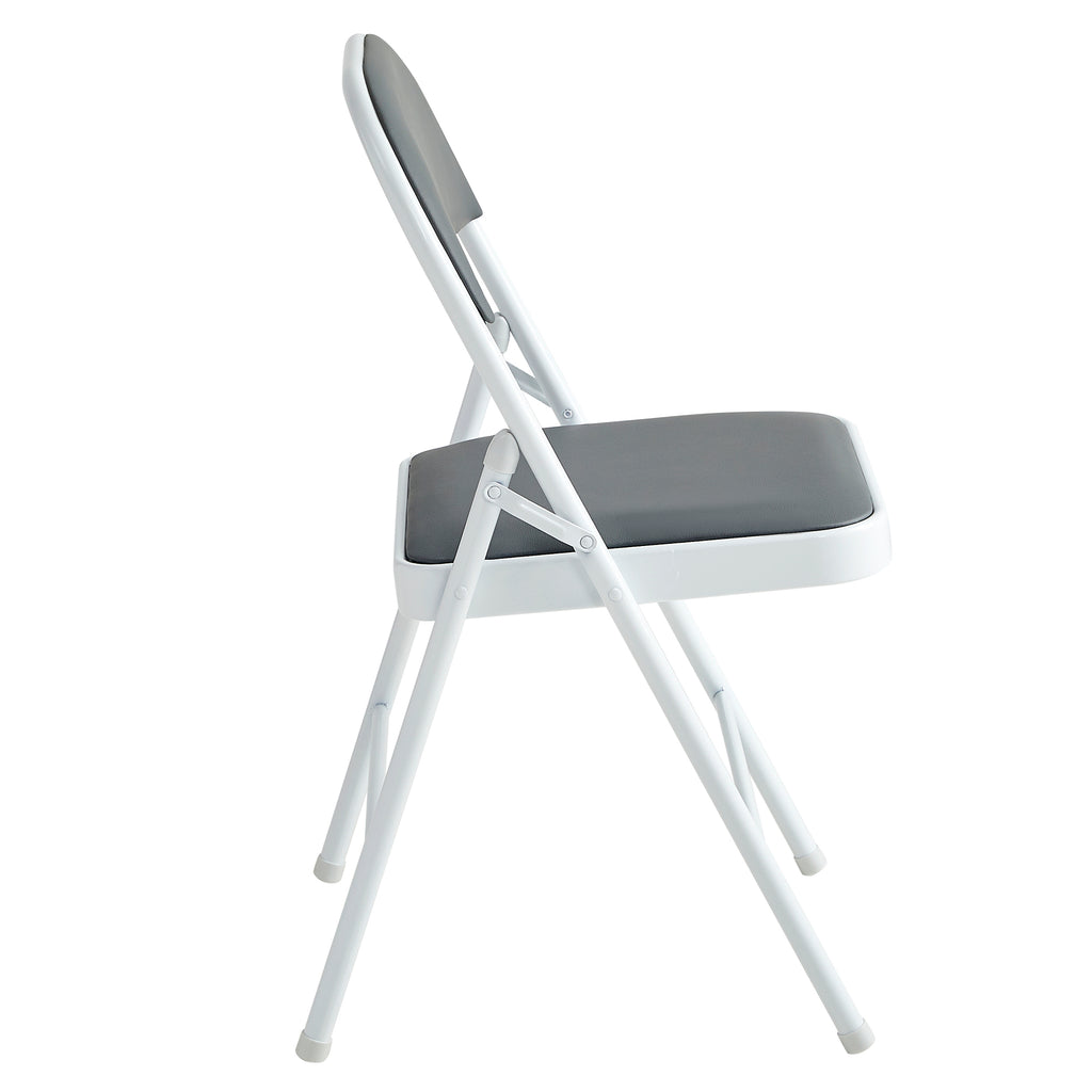 Folding Chair with Space-Saving, Foldable, Metal, of Chairs Faux Leather Padded Seat - product gallery image 9