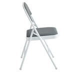 Folding Chair with Space-Saving, Foldable, Metal, of Chairs Faux Leather Padded Seat - product gallery image 9