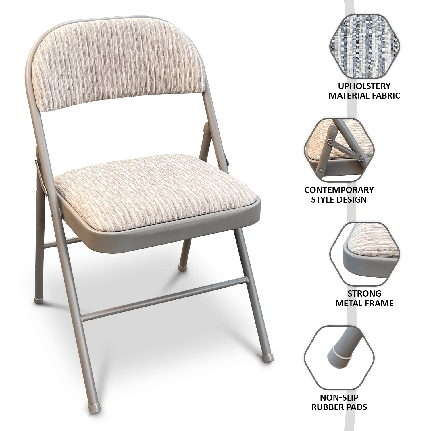 Folding Chair with Space-Saving, Foldable, of Fabric Padded Chairs Heavy Duty - product gallery image 2