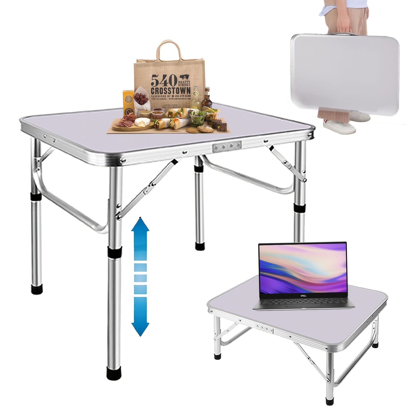 Folding Garden Table with Space-Saving, Foldable, Adjustable Height