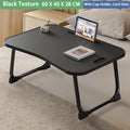 Folding Laptop Table with Foldable, 60*40 CM, Foldable Desk, Bed Foldable Legs Slots - Black Texture, 60*40 CM option