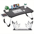 Folding Laptop Table with Foldable, 60cm, Wood, Lap Desk Storage Drawer, Cup Holder - product gallery image 18