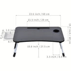 Folding Laptop Table with Foldable, 60cm, Wood, Lap Desk Storage Drawer, Cup Holder - product gallery image 4