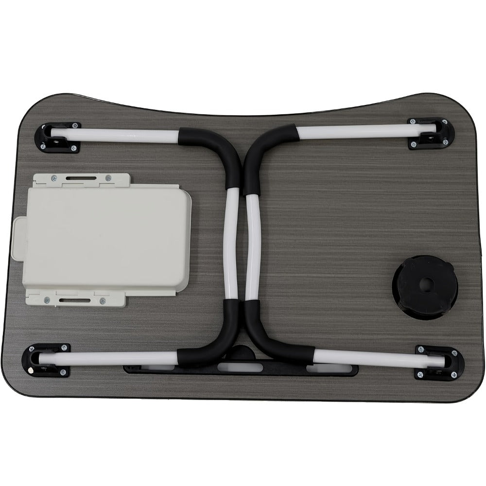 Folding Laptop Table with Foldable, 60cm, Wood, Lap Desk Storage Drawer, Cup Holder - product gallery image 6