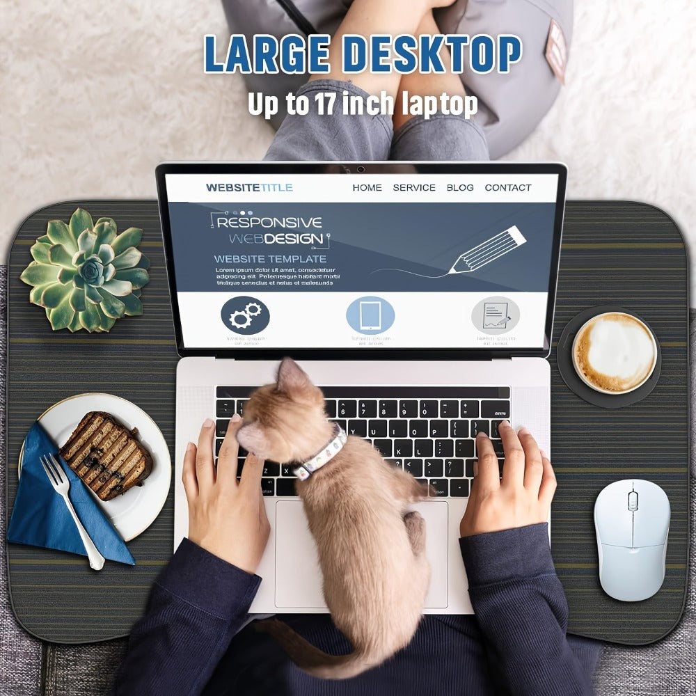 Folding Laptop Table with Foldable, 60cm, Wood, Lap Desk Storage Drawer, Cup Holder - product gallery image 9