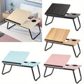 Folding Laptop Table with Foldable, 73cm, Wood, Desk Cup Holder Tilting Top - Black option