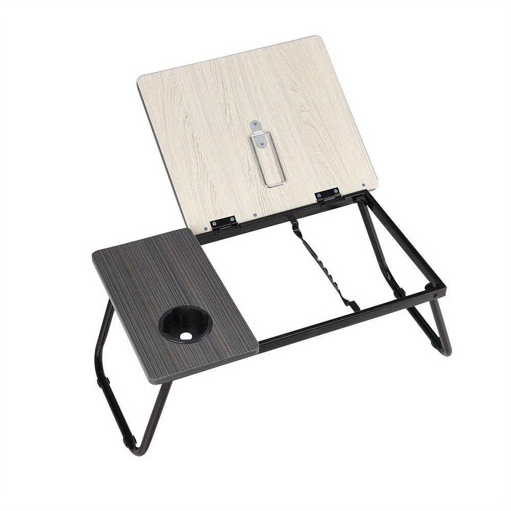 Folding Laptop Table with Foldable, 73cm, Wood, Desk Cup Holder Tilting Top - product gallery image 16