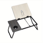 Folding Laptop Table with Foldable, 73cm, Wood, Desk Cup Holder Tilting Top - product gallery image 16