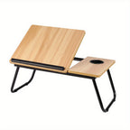 Folding Laptop Table with Foldable, 73cm, Wood, Desk Cup Holder Tilting Top - product gallery image 17