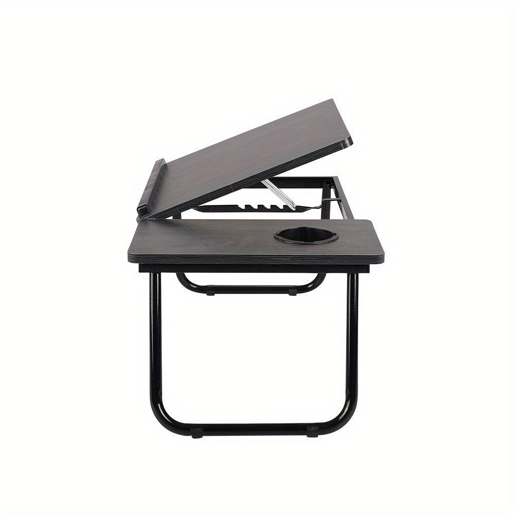 Folding Laptop Table with Foldable, 73cm, Wood, Desk Cup Holder Tilting Top - product gallery image 21