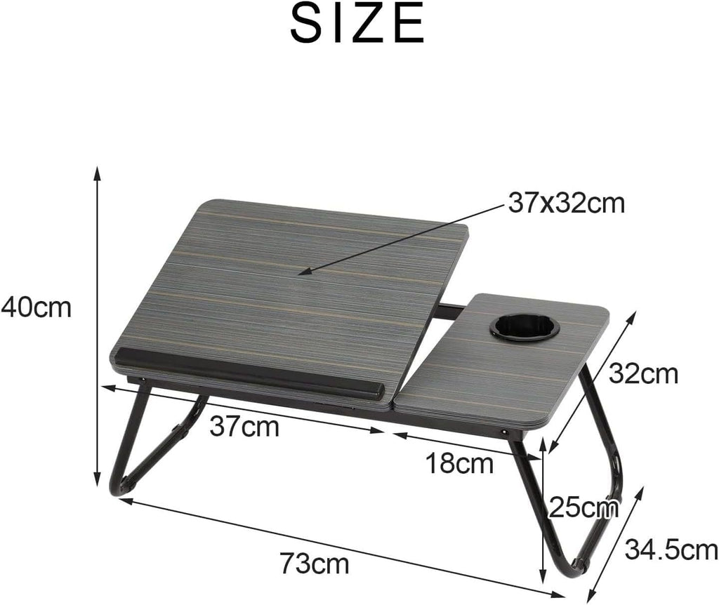 Folding Laptop Table with Foldable, 73cm, Wood, Desk Cup Holder Tilting Top - product gallery image 26