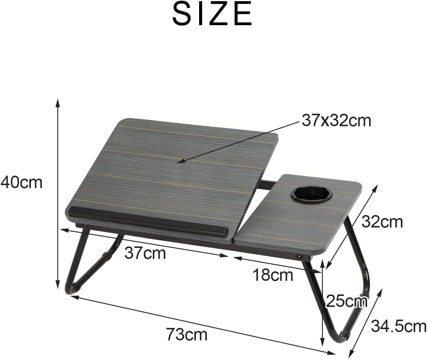 Folding Laptop Table with Foldable, 73cm, Wood, Desk Cup Holder Tilting Top - product gallery image 26