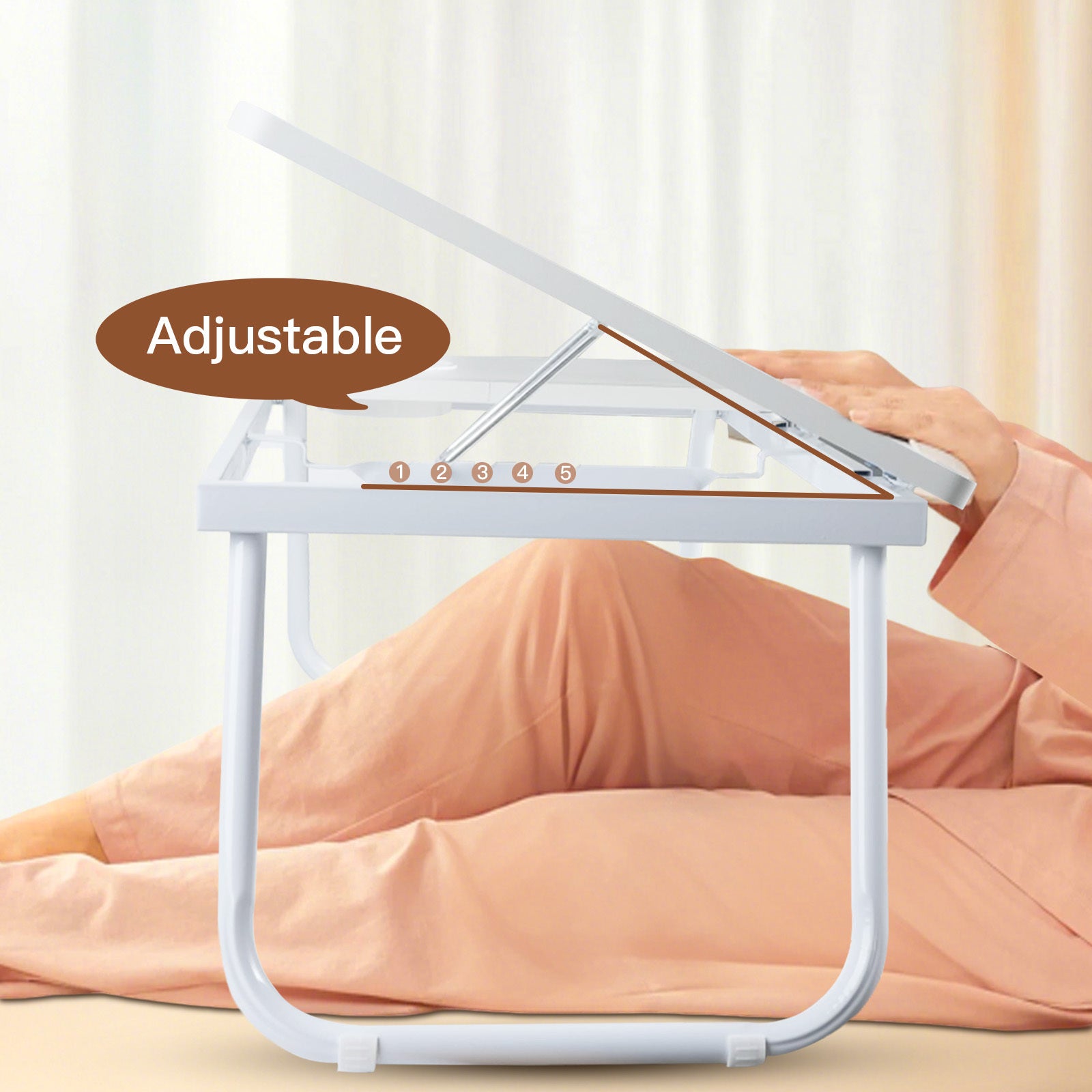 Folding Laptop Table with Foldable, 73cm, Wood, Desk Cup Holder Tilting Top - product gallery image 4