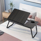 Folding Laptop Table with Foldable, 73cm, Wood, Desk Cup Holder Tilting Top - product gallery image 8