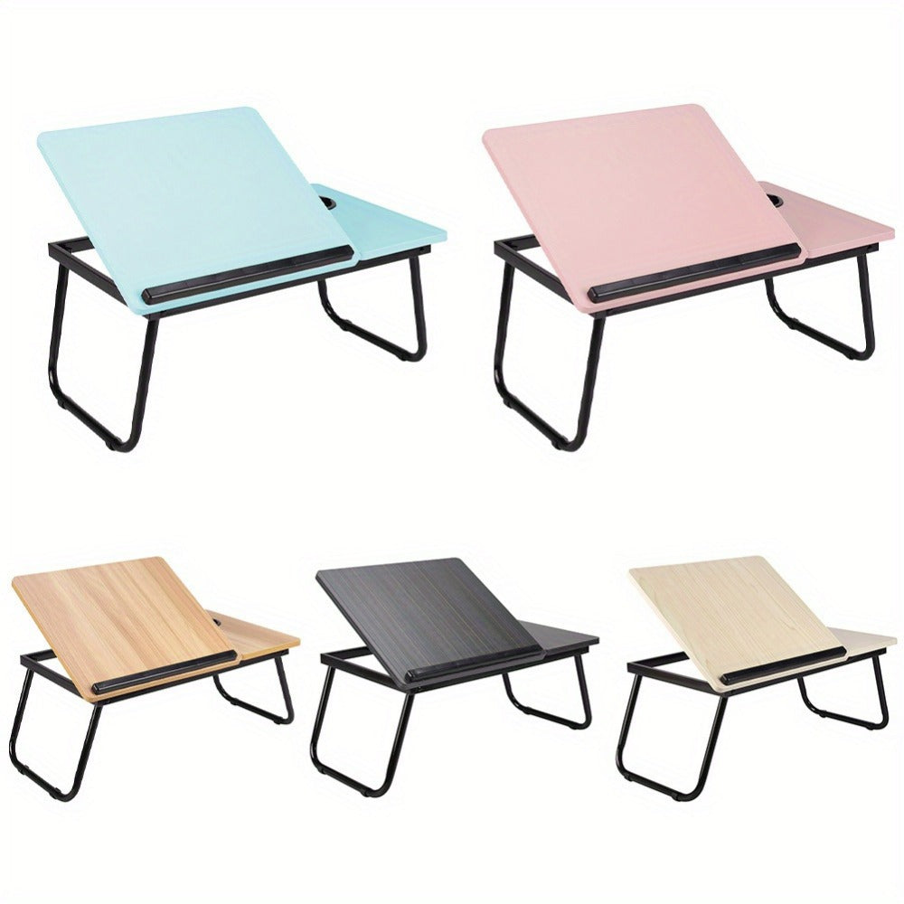 Folding Laptop Table with Foldable, 73cm, Wood, Desk Cup Holder Tilting Top - product gallery image 9
