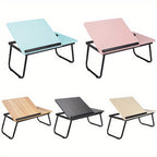 Folding Laptop Table with Foldable, 73cm, Wood, Desk Cup Holder Tilting Top - product gallery image 9