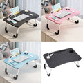 Folding Laptop Table with Foldable, Metal, Foldable Desk Cup Holder Tablet Slot