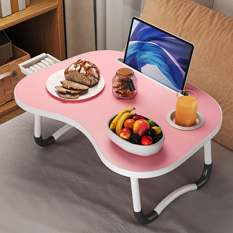 Folding Laptop Table with Space-Saving, Foldable, Wood - Basic Pink option