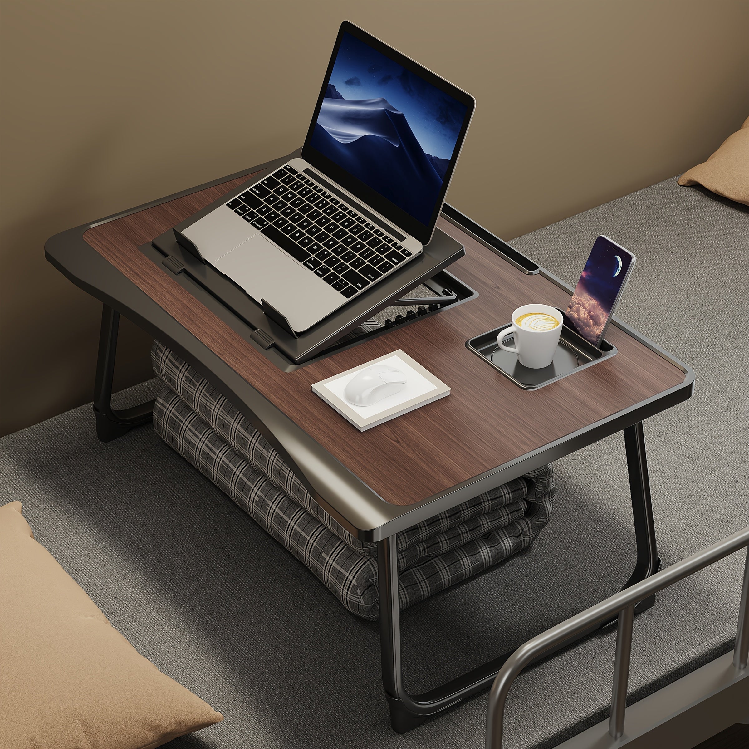 Folding Laptop Table with Space-Saving, Foldable, Wood - Coffee option