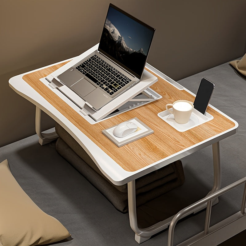 Folding Laptop Table with Space-Saving, Foldable, Wood - Walnut option