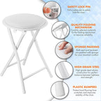 Folding Stool with Space-Saving, Foldable, Round Padded Seat Tubular Steel Frame - product gallery image 15