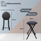 Folding Stool with Space-Saving, Foldable, Round Padded Seat Tubular Steel Frame - product gallery image 9