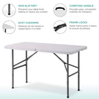 Folding Table with Foldable, 4ft Folding Table - product gallery image 12