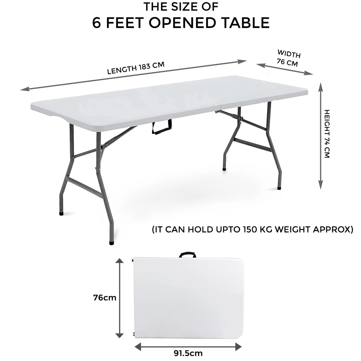 Folding Table with Foldable, 6ft, Plastic, 6ft Folding Table - product gallery image 3