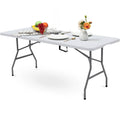 Folding Table with Foldable, 6ft, Plastic, 6ft Folding Table