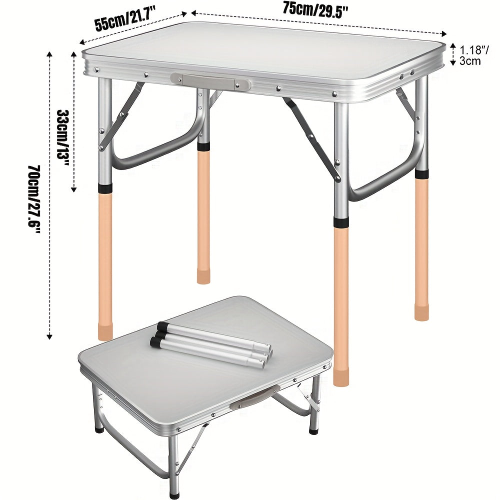 Folding Table with Foldable, Adjustable Height, 120cm - 75cm option