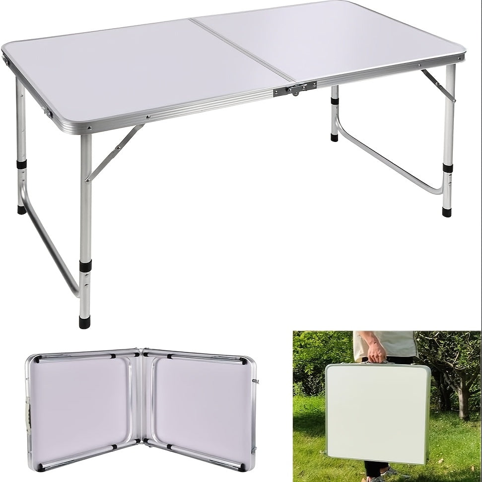 Folding Table with Foldable, Adjustable Height, 120cm