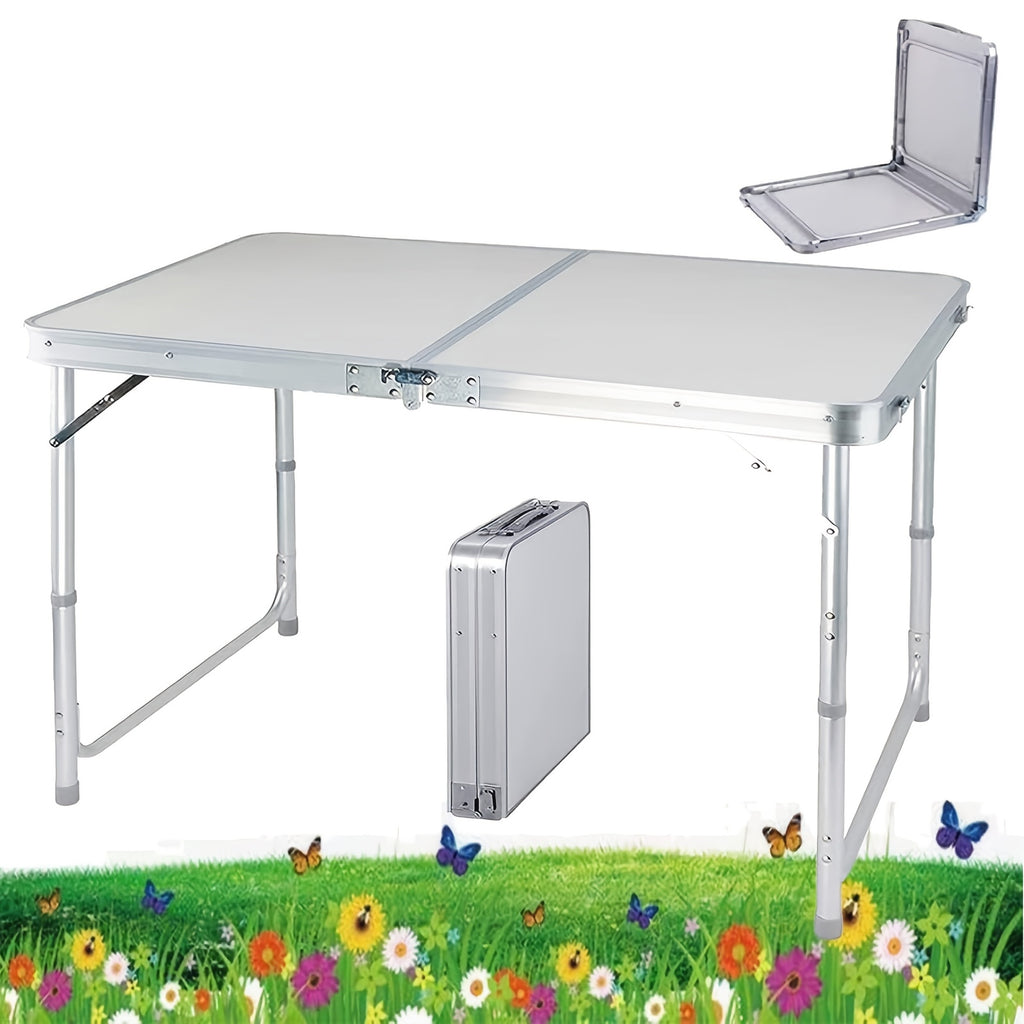 Folding Table with Foldable, Adjustable Height, Lockable, 4ft