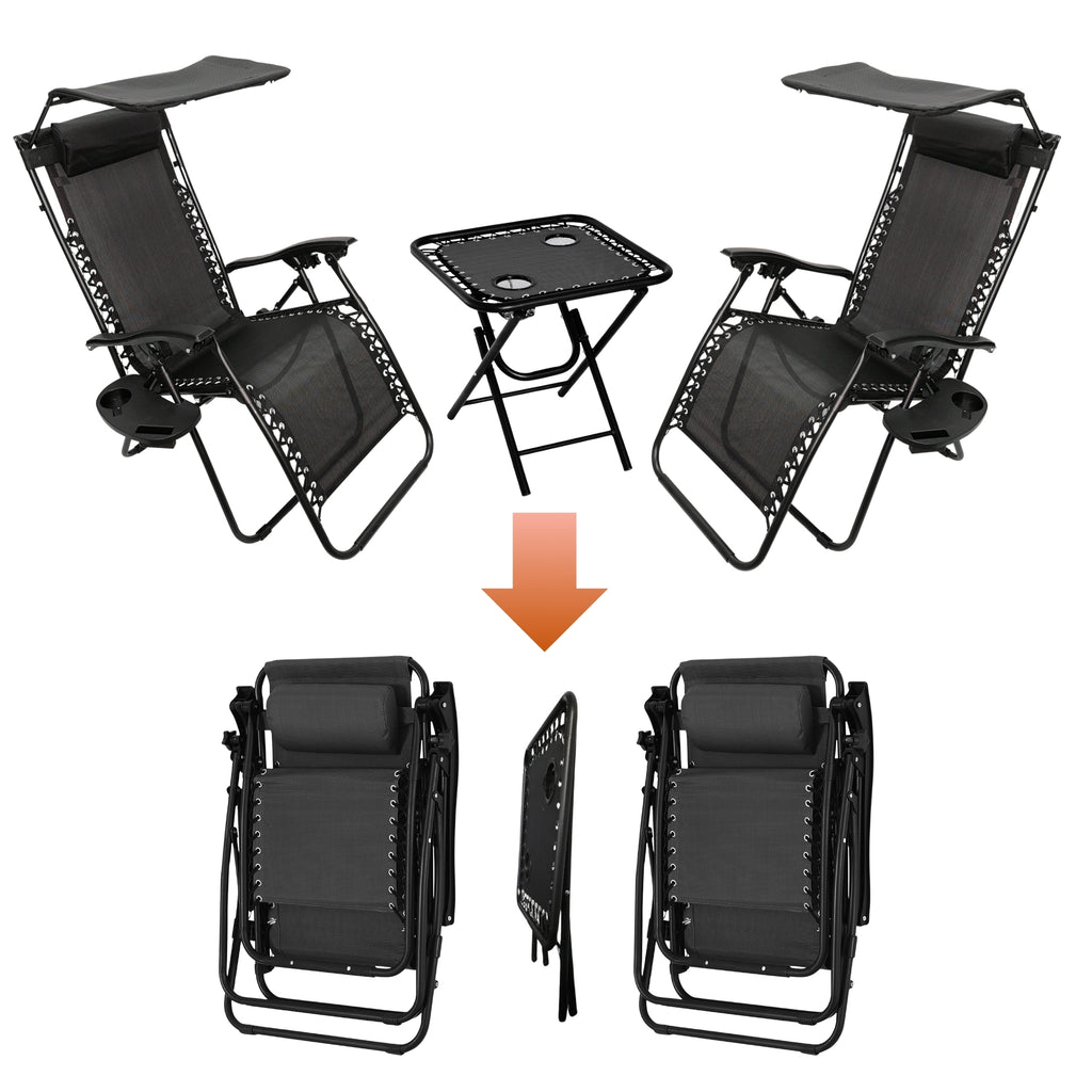 Folding Table with Foldable, Lockable, 3 Piece, 2 Piece Sun Loungers - product gallery image 10