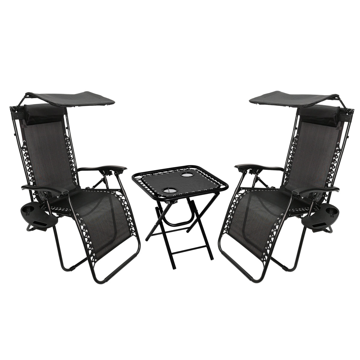 Folding Table with Foldable, Lockable, 3 Piece, 2 Piece Sun Loungers - product gallery image 2