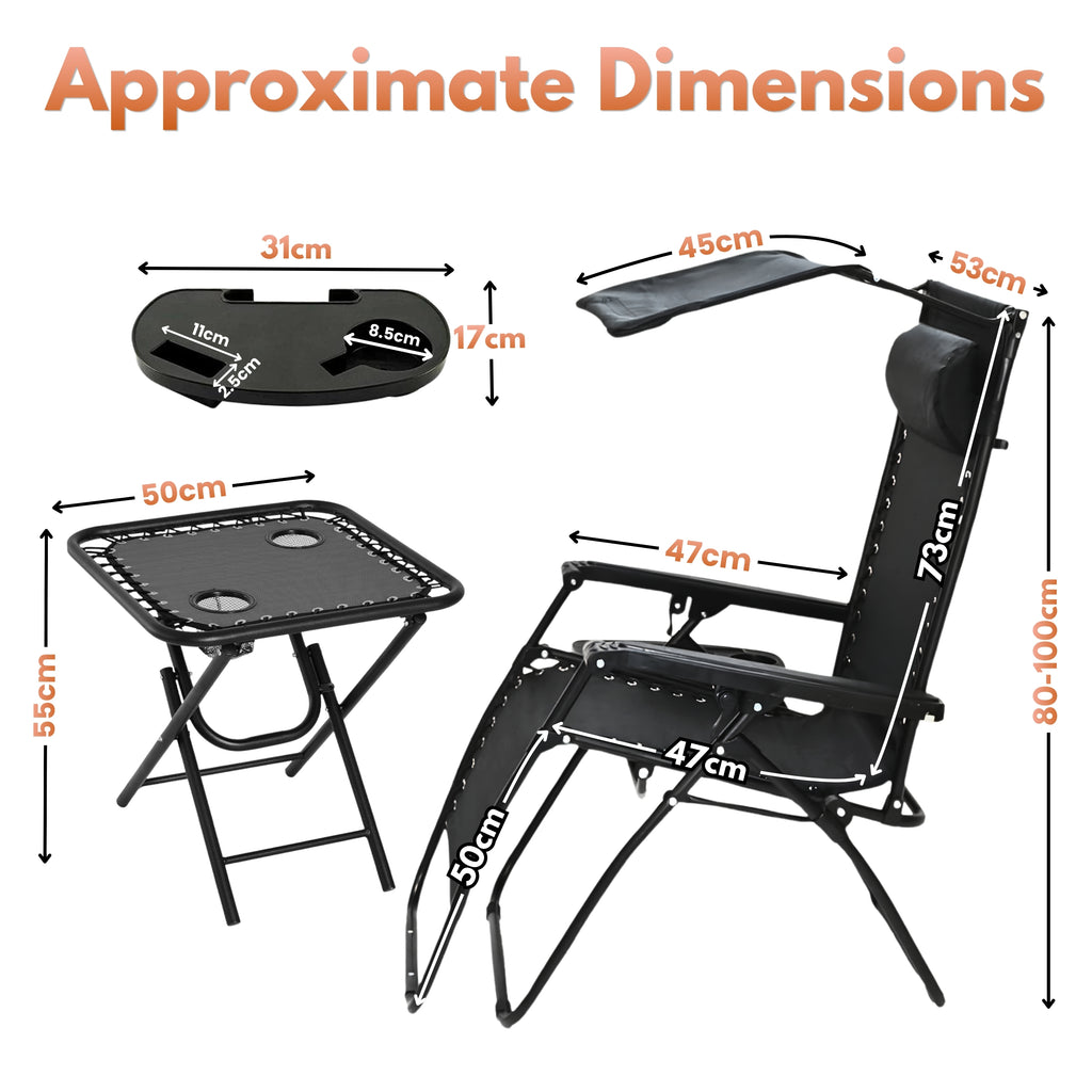 Folding Table with Foldable, Lockable, 3 Piece, 2 Piece Sun Loungers - product gallery image 4