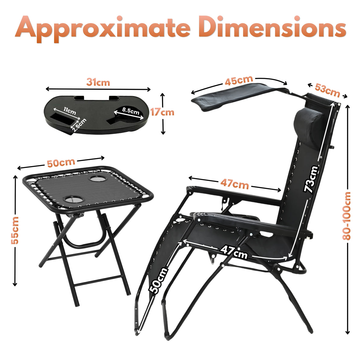 Folding Table with Foldable, Lockable, 3 Piece, 2 Piece Sun Loungers - product gallery image 4