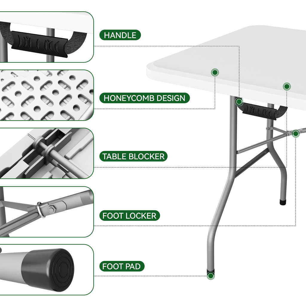 Folding Table with Foldable, Waterproof, Lockable, 5FT, Metal - product gallery image 3