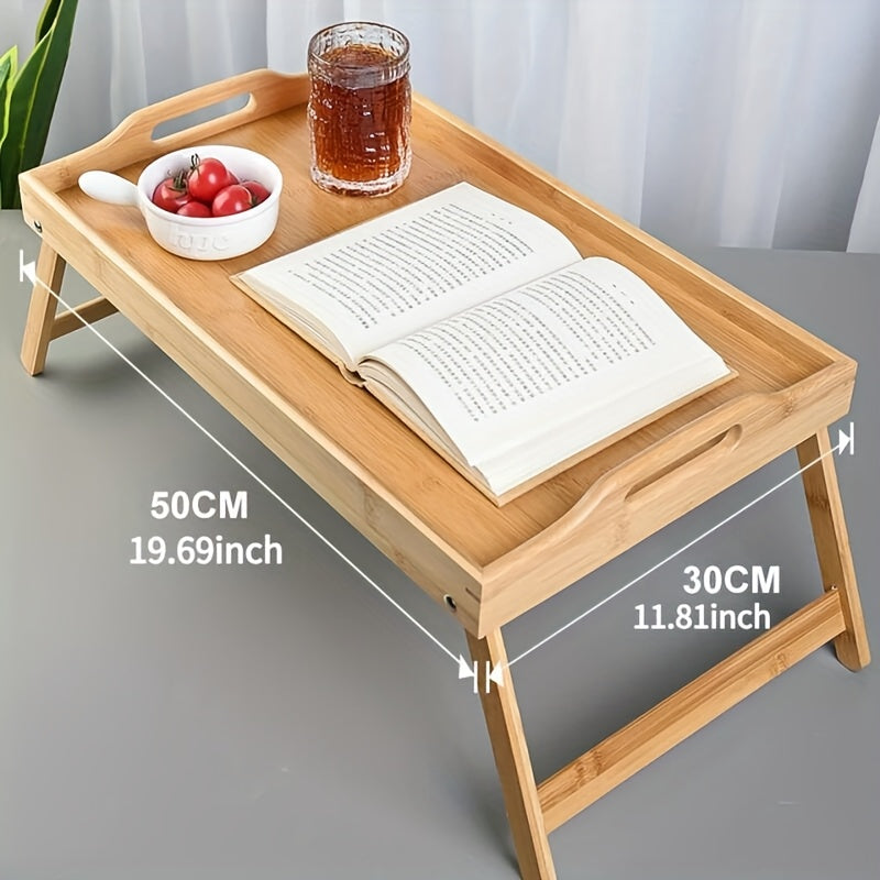 Folding Table with Foldable, Wood, 1pc Bed Bamboo Computer Desk Laptop - product gallery image 2