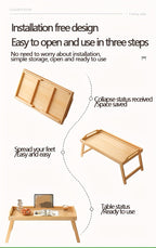 Folding Table with Foldable, Wood, 1pc Bed Bamboo Computer Desk Laptop - product gallery image 7