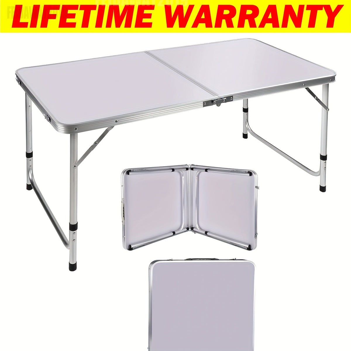 Folding Table with Space-Saving, Foldable, Adjustable Height