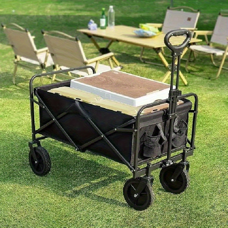 Folding Wagon Cart with Foldable, Wheels, 95kg, Carbon Steel - Metal + Oxford Cloth option