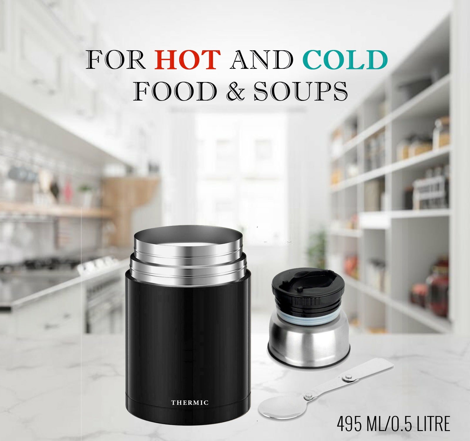 Food Flask with Stainless Steel, Stainless Steel Vacuum Spoon Keeps Warm - product gallery image 15
