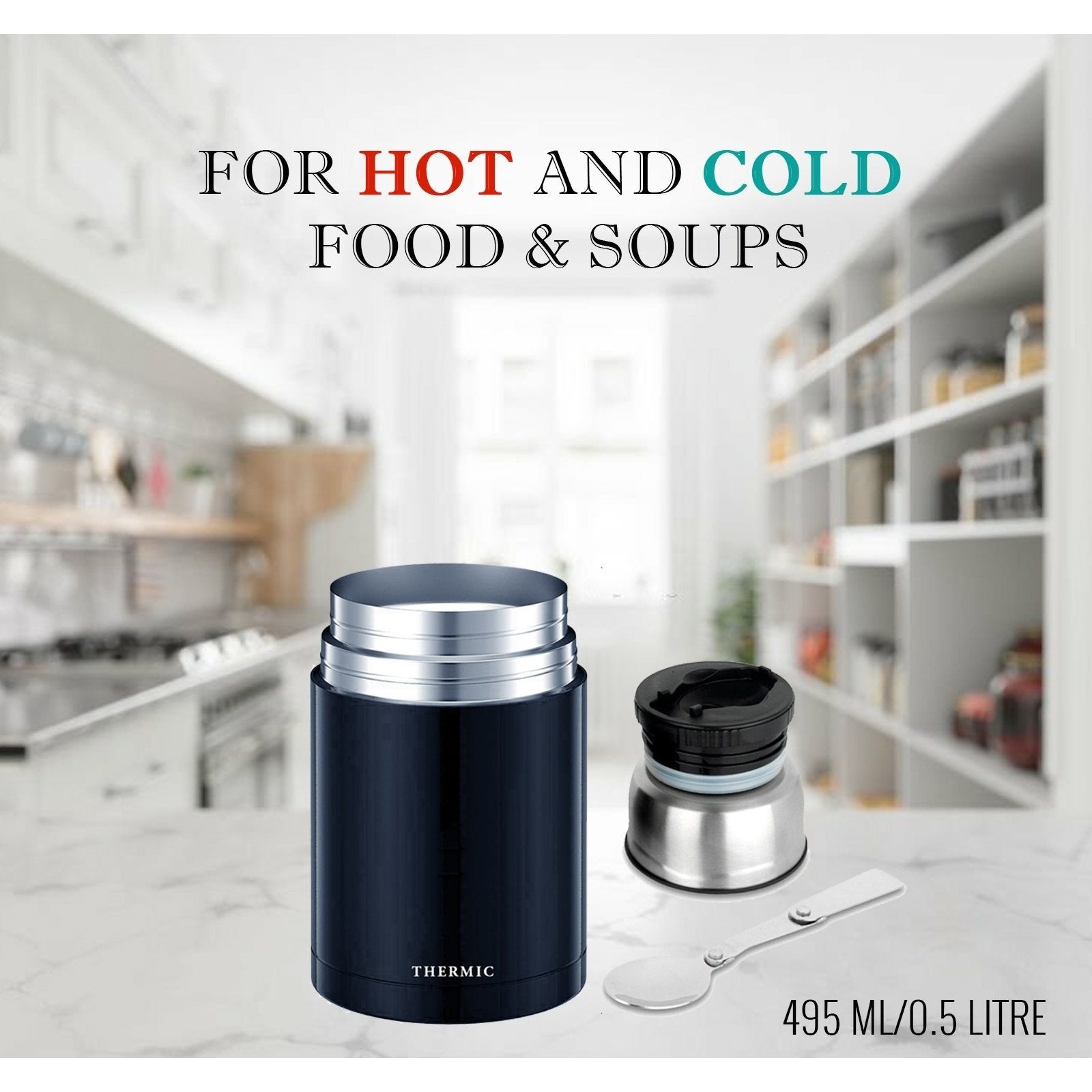 Food Flask with Stainless Steel, Stainless Steel Vacuum Spoon Keeps Warm - product gallery image 6
